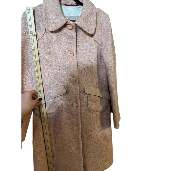 Mackage Wool Blend Leather Trim Trench Coat Pink Women's Size Medium - Picture 3 of 15